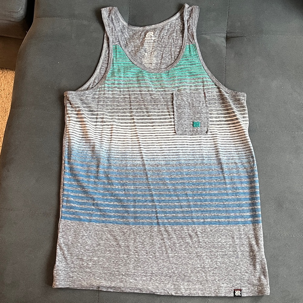 Reitmans Gray and Teal Striped Tank Top